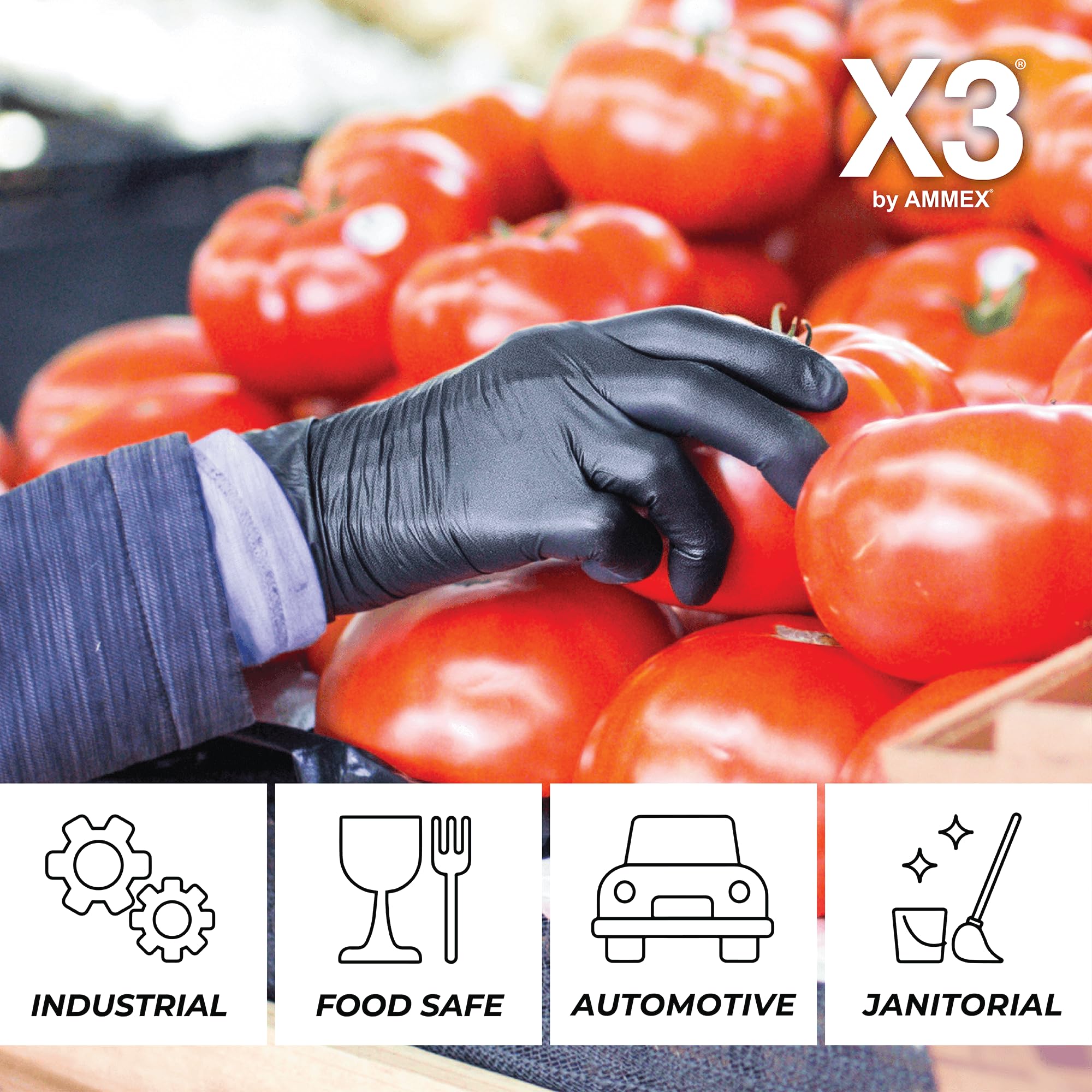 X3 guantes nitrilo etiqueta embalaje información clara de producto