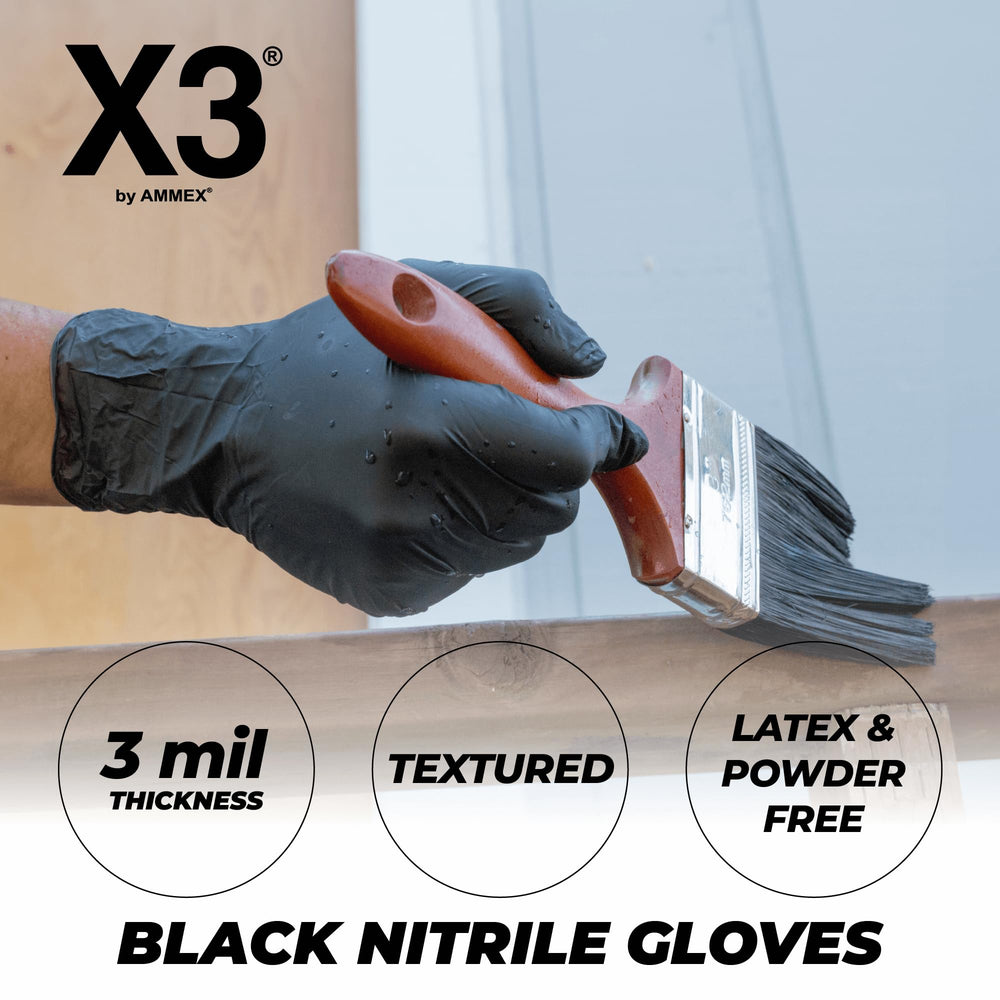 X3 guantes nitrilo detalle textura agarre seguro y preciso