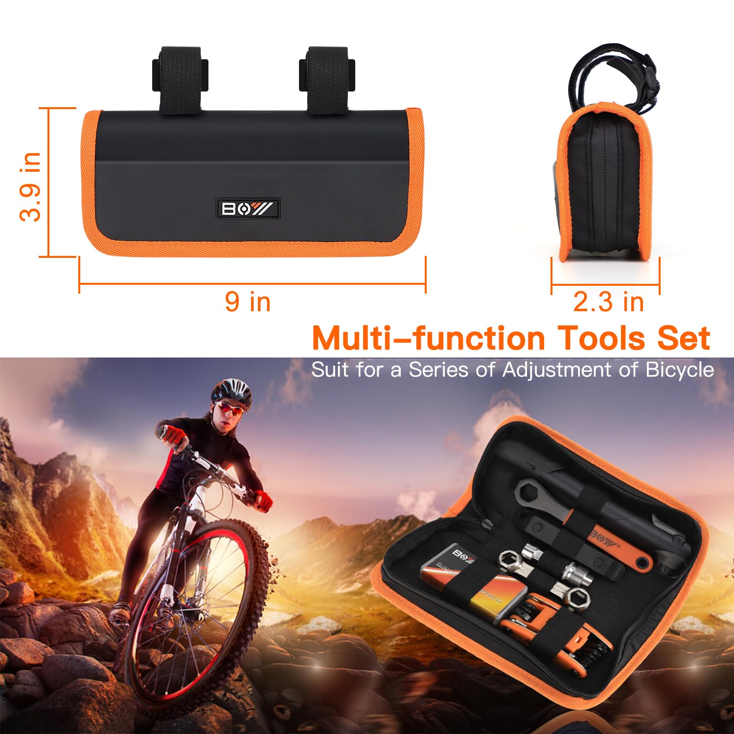 XCH Robots waterproof bag mounted to bike frame for hands‑free storage