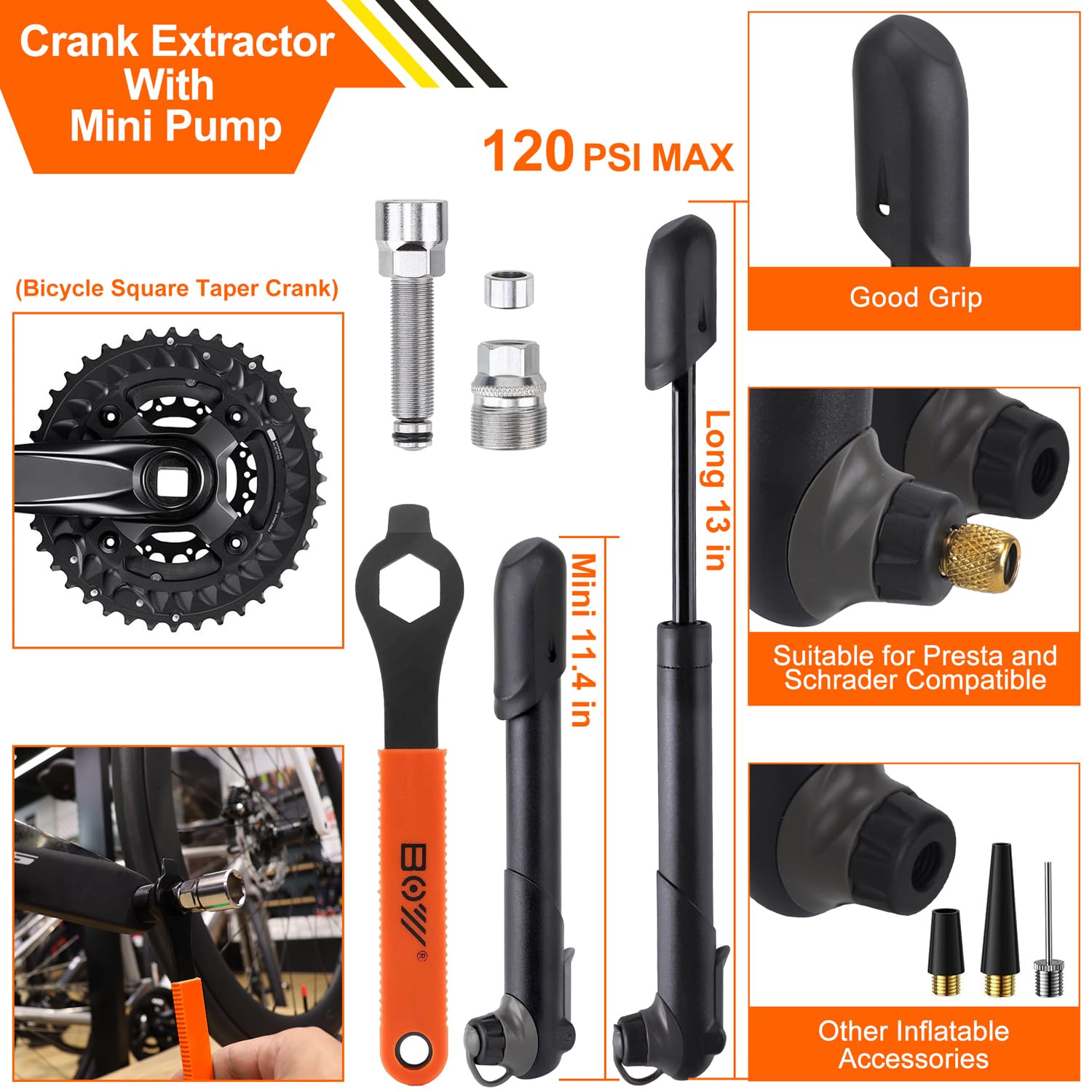 XCH Robots crank extractor and 16mm wrench for removing bike cranks