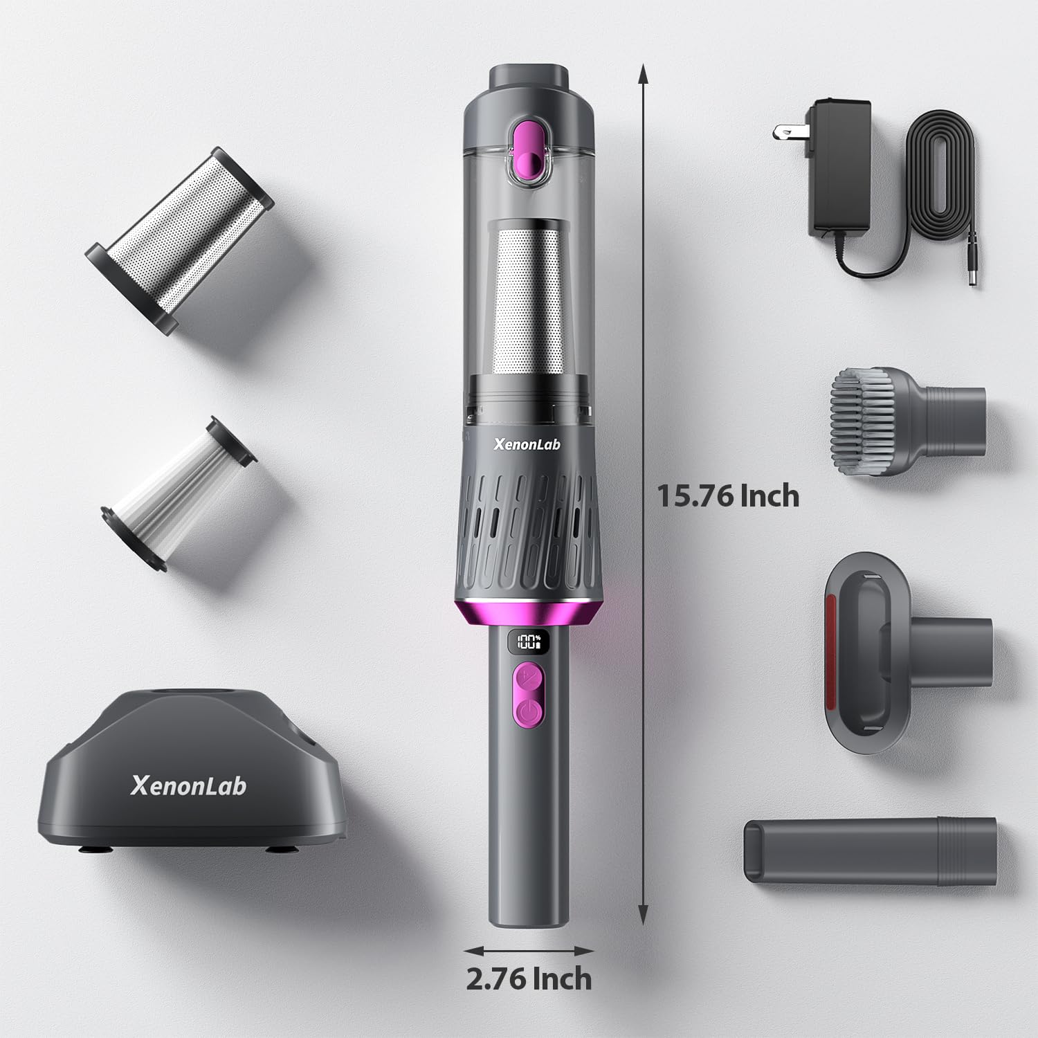 XenonLab base magnética con accesorios ordenados y carga integrada