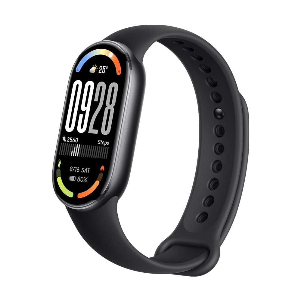 XIAOMI Mi Smart Band 10 vista frontal con pantalla grande y claridad