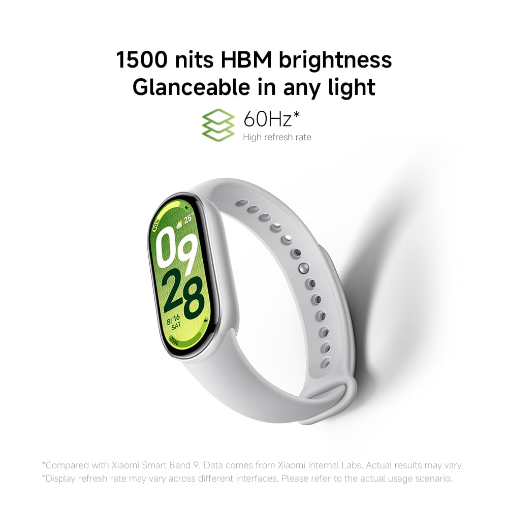 XIAOMI Mi Smart Band 10 pantalla encendida con notificaciones legibles al sol