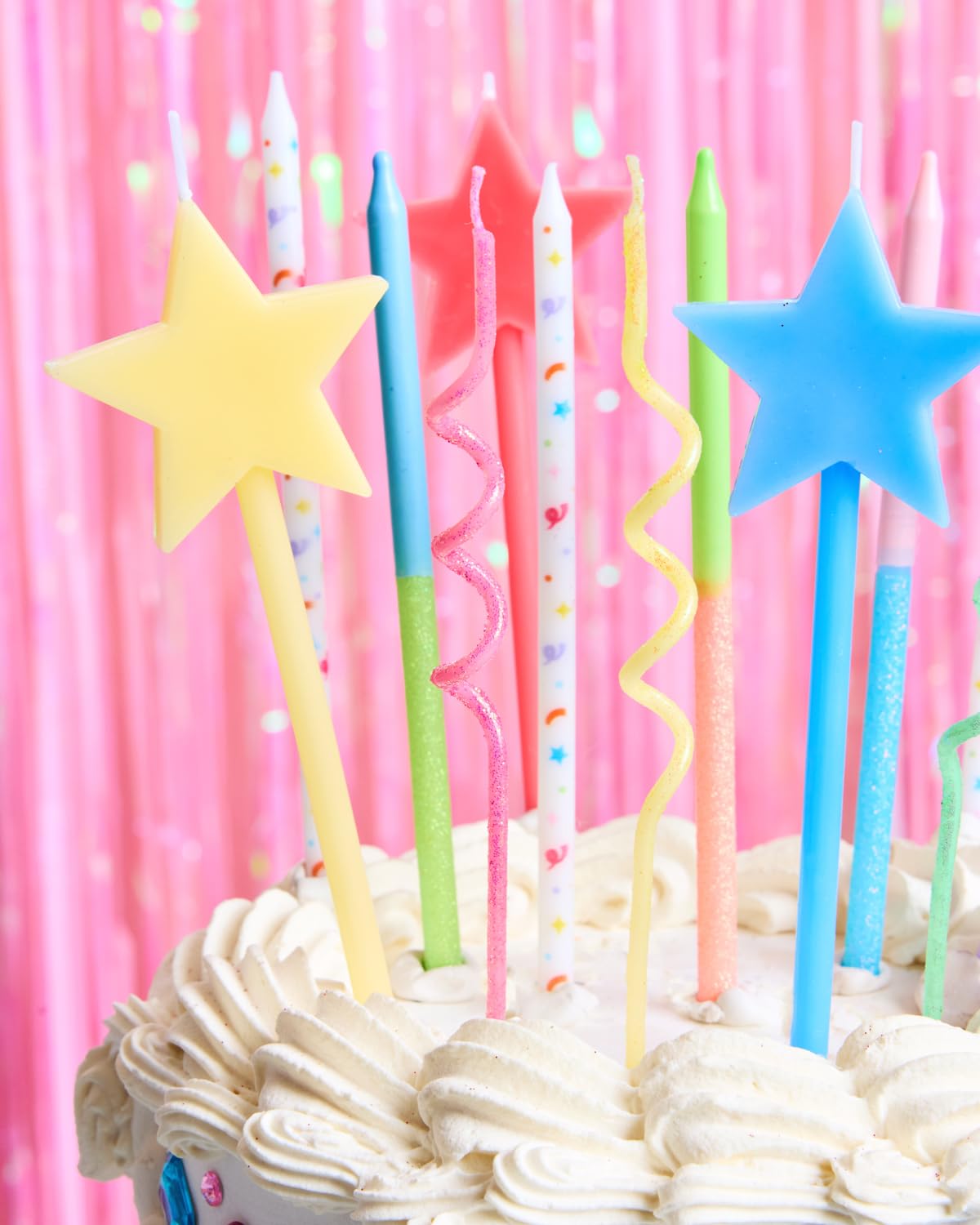 xo, Fetti close-up de velas degradadas bicolor aportando profundidad