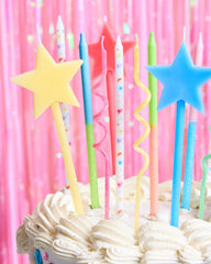 xo, Fetti close-up de velas degradadas bicolor aportando profundidad
