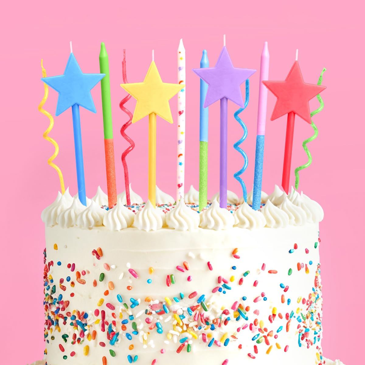 xo, Fetti paquete frontal mostrando las 14 velas y colores pastel