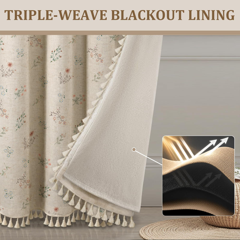 XOGUIBO borlas beige en borde que añaden detalle decorativo y acabado elegante