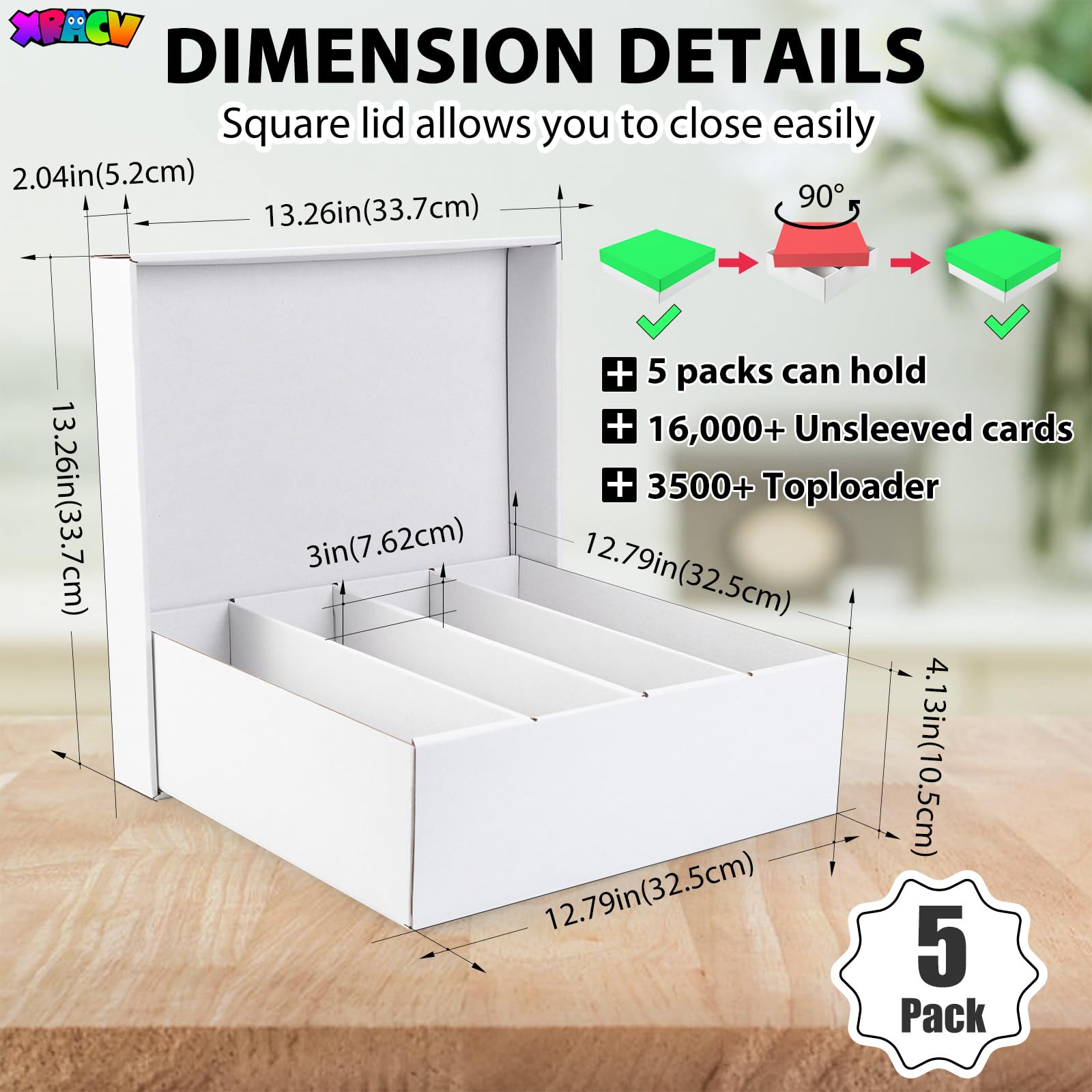 XRACV interior con cuatro compartimentos para ordenar cartas