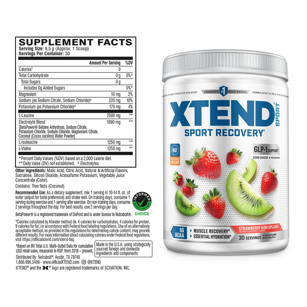 Xtend cucharada con polvo mostrando textura y dosificación práctica