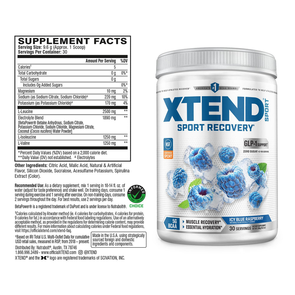 Xtend close-up scoop of powder highlighting precise BCAA dosing benefit