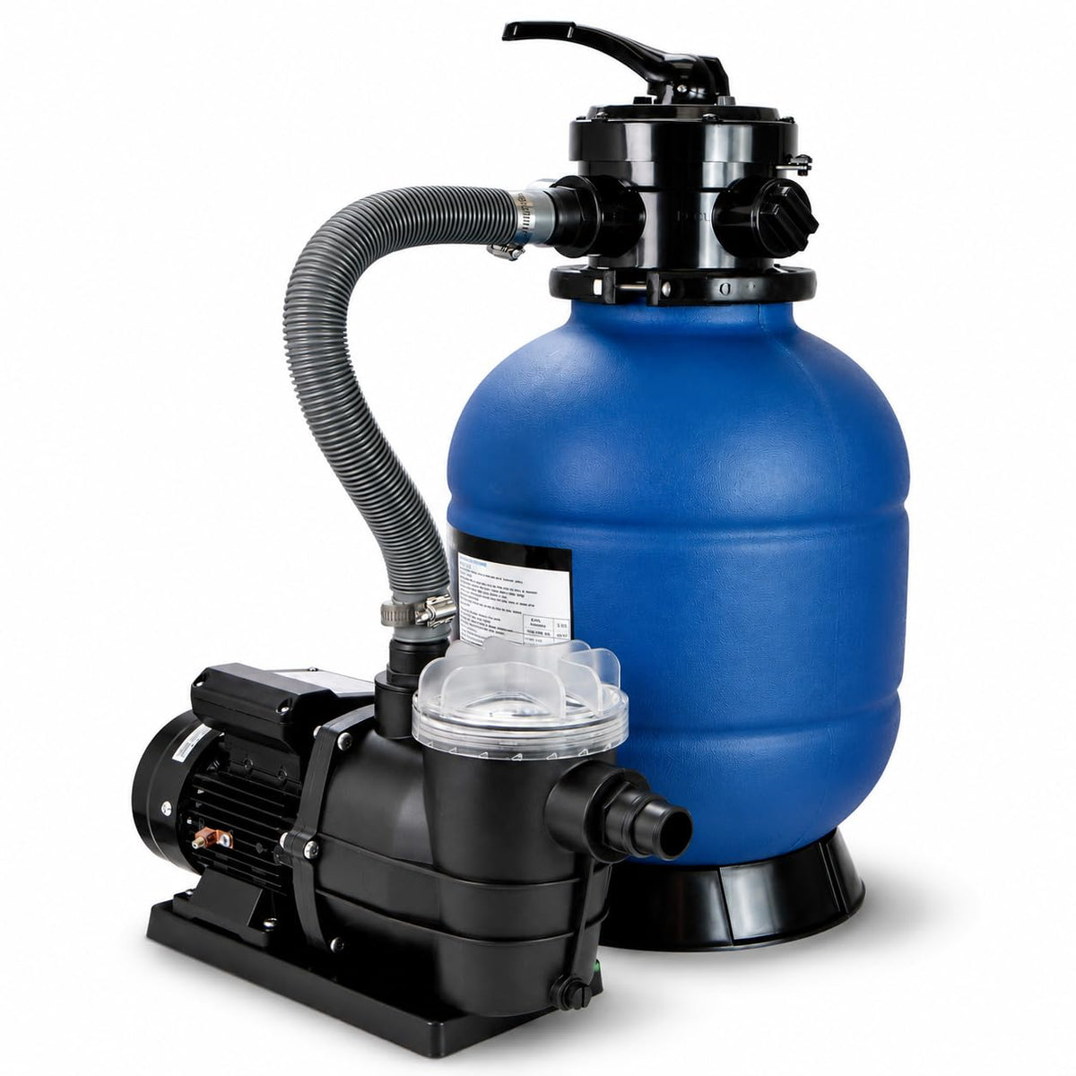 XtremepowerUS front assembly showing pump and 13 inch sand tank, clear circulation