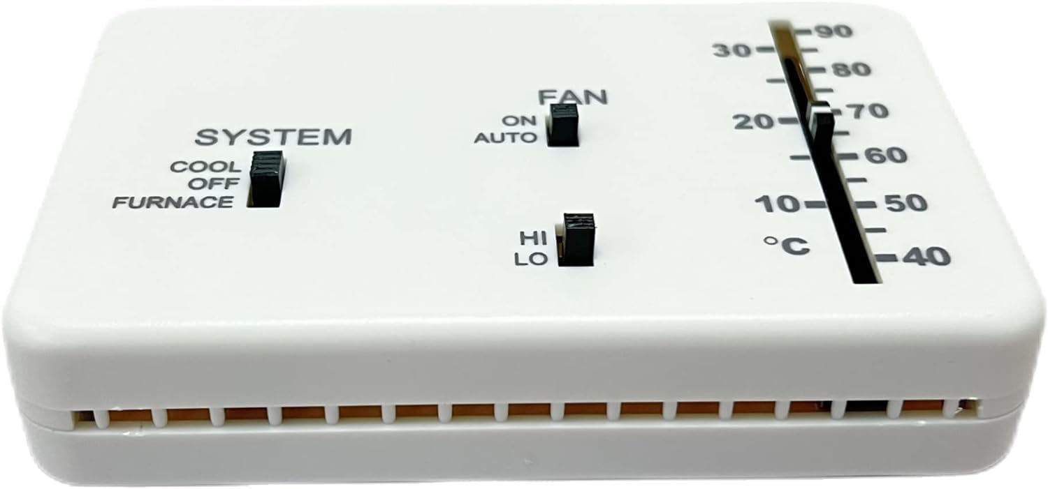 XZHJJF termostato RV frontal blanco mostrando modos y control, mejora el confort
