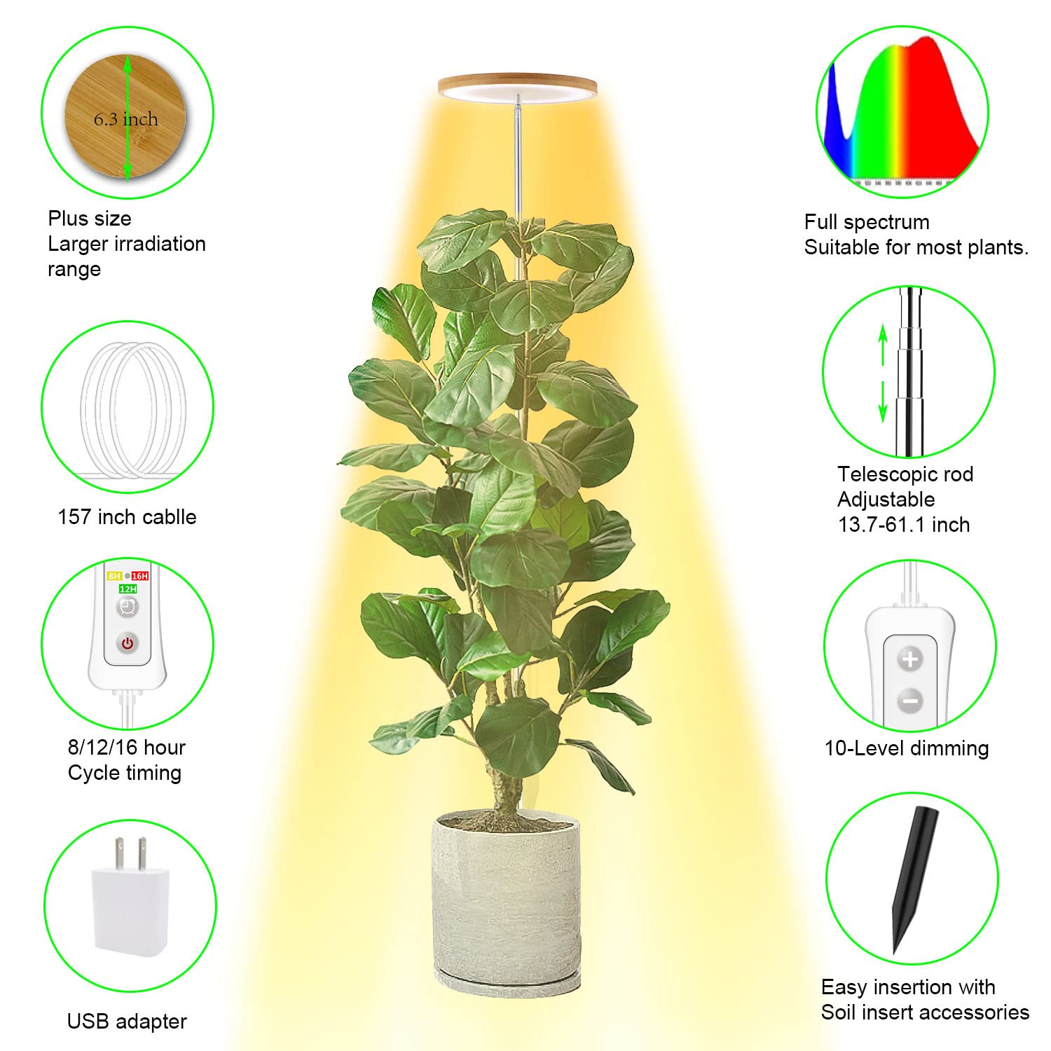 yadoker ajuste de altura telescópico para plantas altas y seguras
