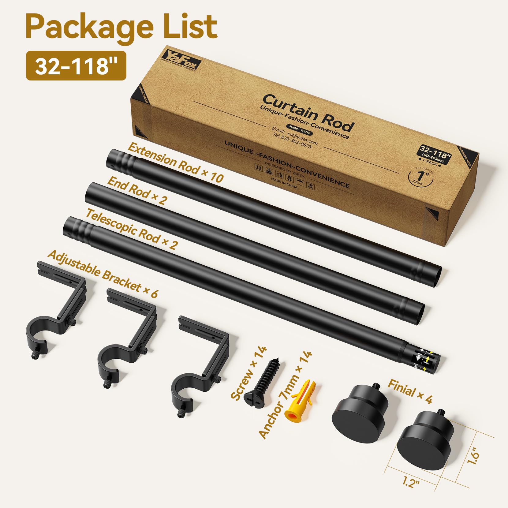 YaFex kit completo con tornillos y anclajes para instalación fácil