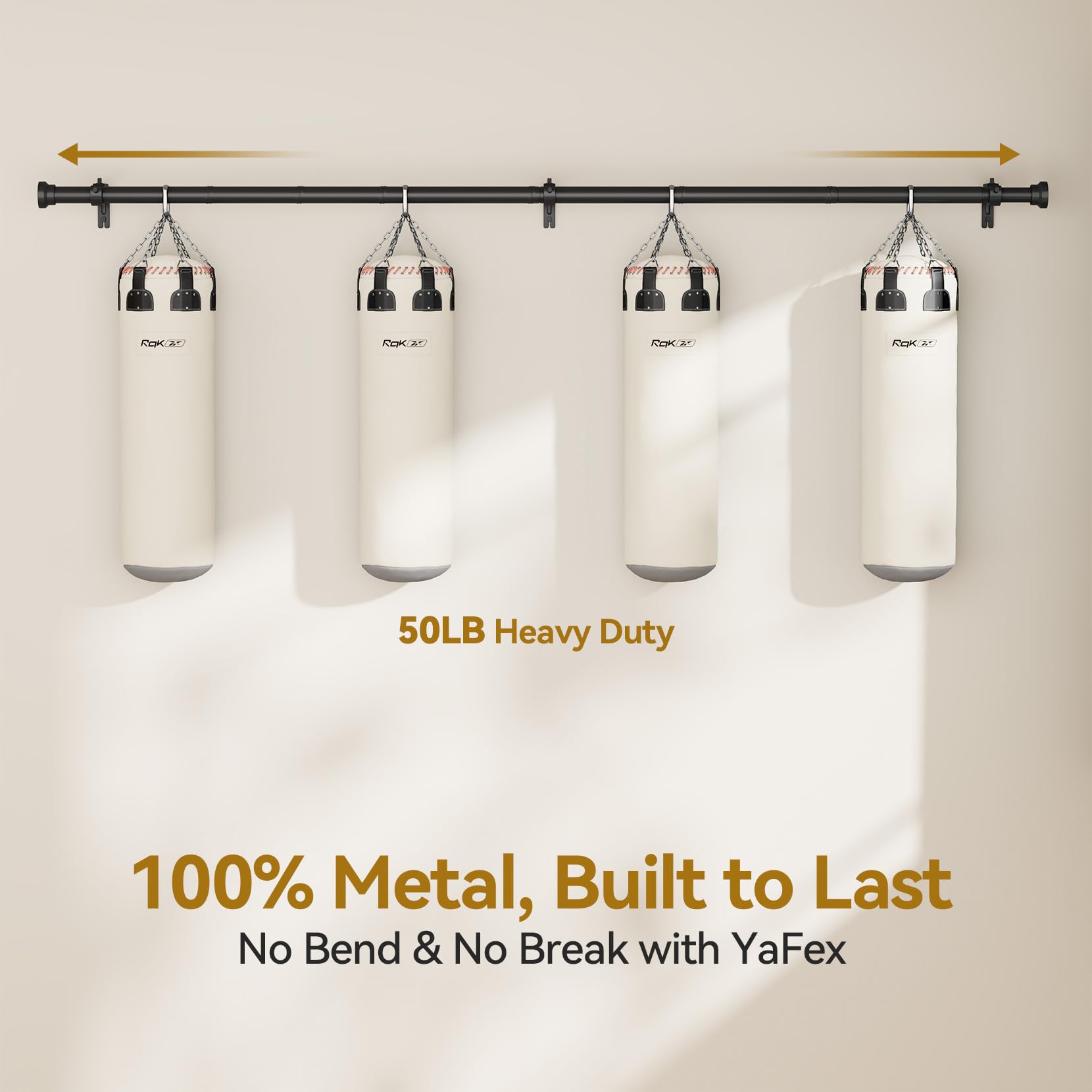 YaFex soporte ajustable cerca de la pared indicando separación regulable