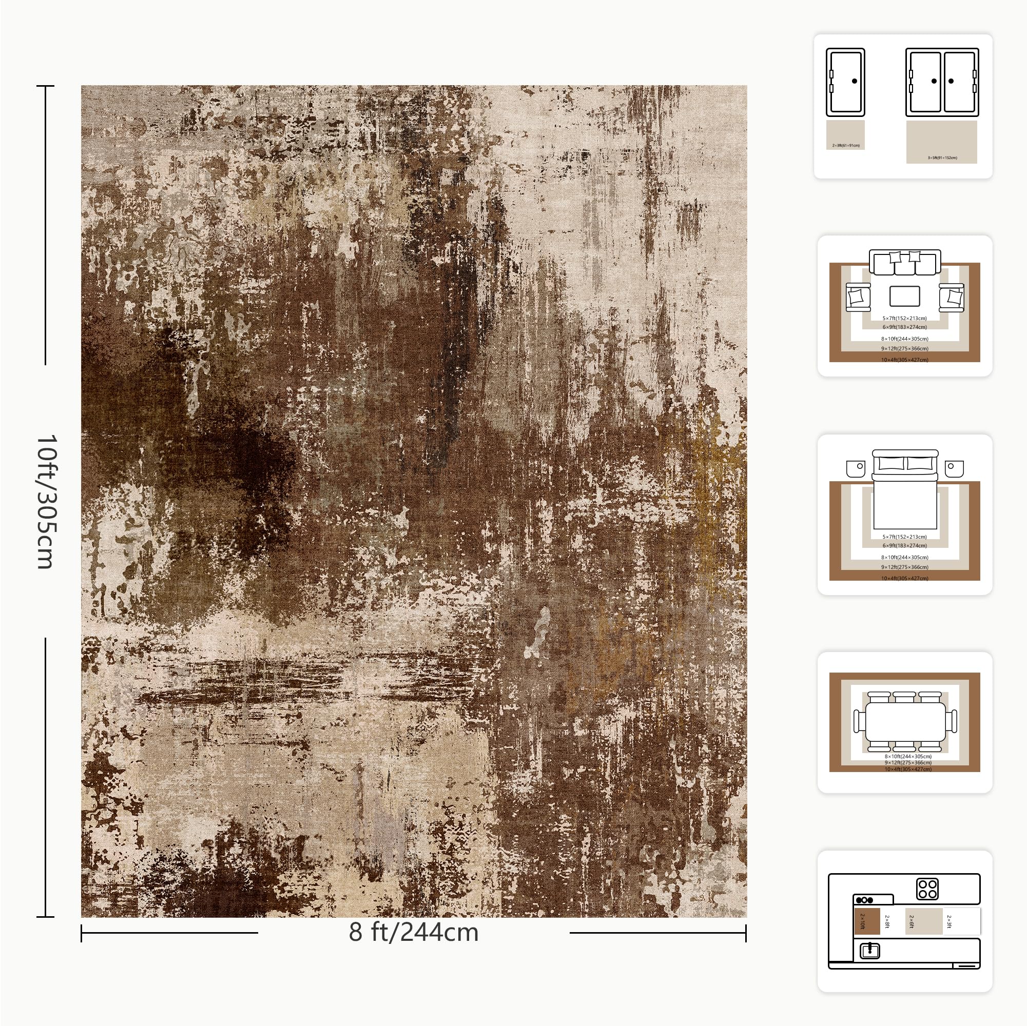 Yarooge alfombra A-Brown en dormitorio creando ambiente acogedor