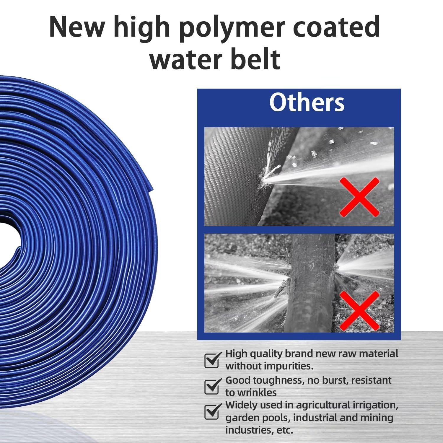 YASHINE rolled lay-flat hose demonstrating compact storage advantage