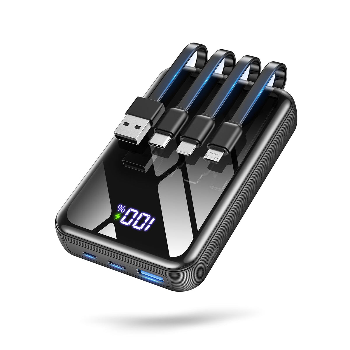 YBYP vista frontal del power bank mostrando diseño compacto y capacidad
