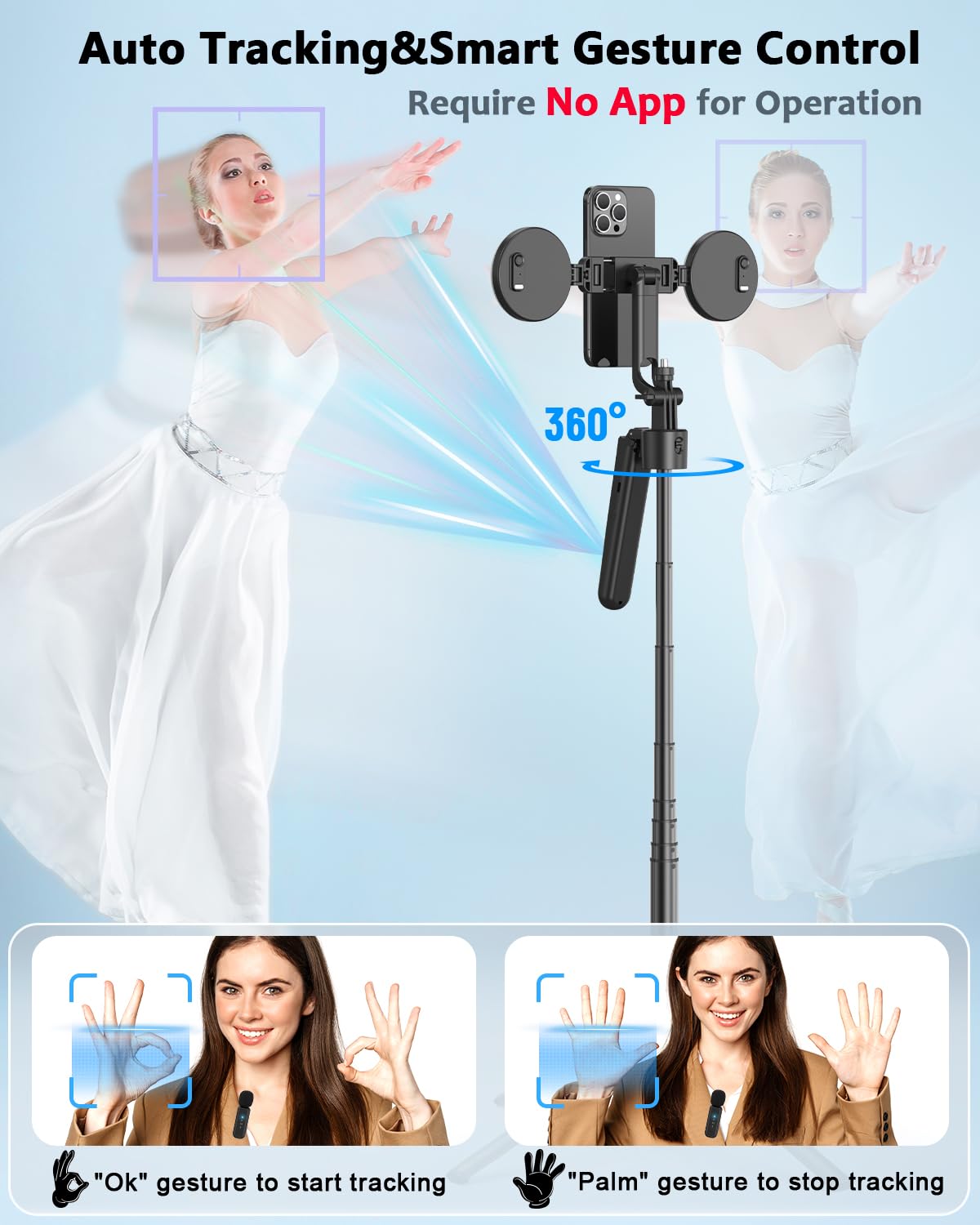 Yeaki sensor de seguimiento facial en primer plano para encuadre automático