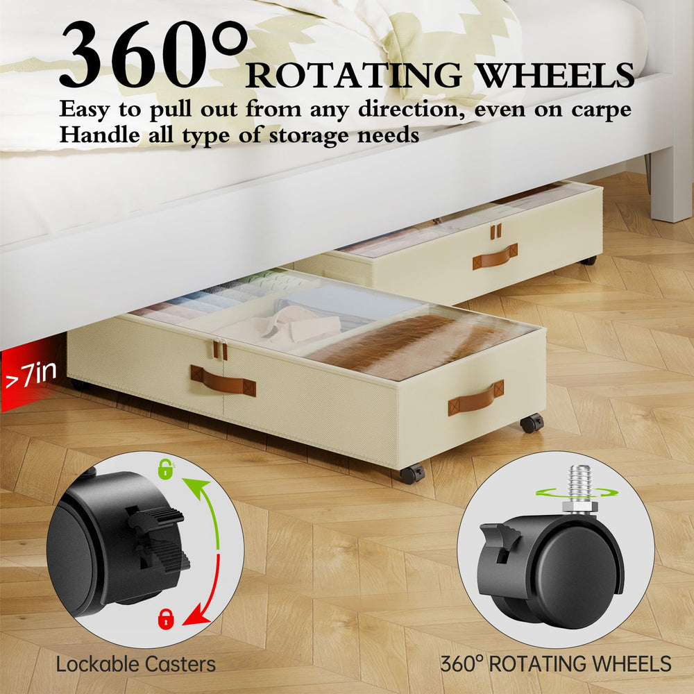 Yecaye ruedas 360° que permiten mover el contenedor con comodidad desde debajo de la cama