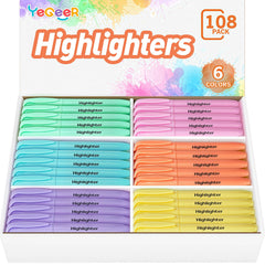 YEGEER pack frontal mostrando 108 resaltadores para ahorro y organización