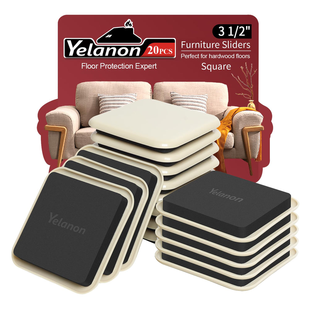 Yelanon paquete frontal de 20 deslizadores mostrando piezas beige y ventajas protectoras