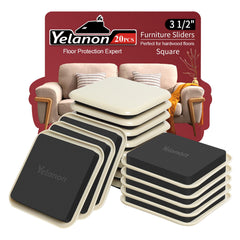 Yelanon paquete frontal de 20 deslizadores mostrando piezas beige y ventajas protectoras