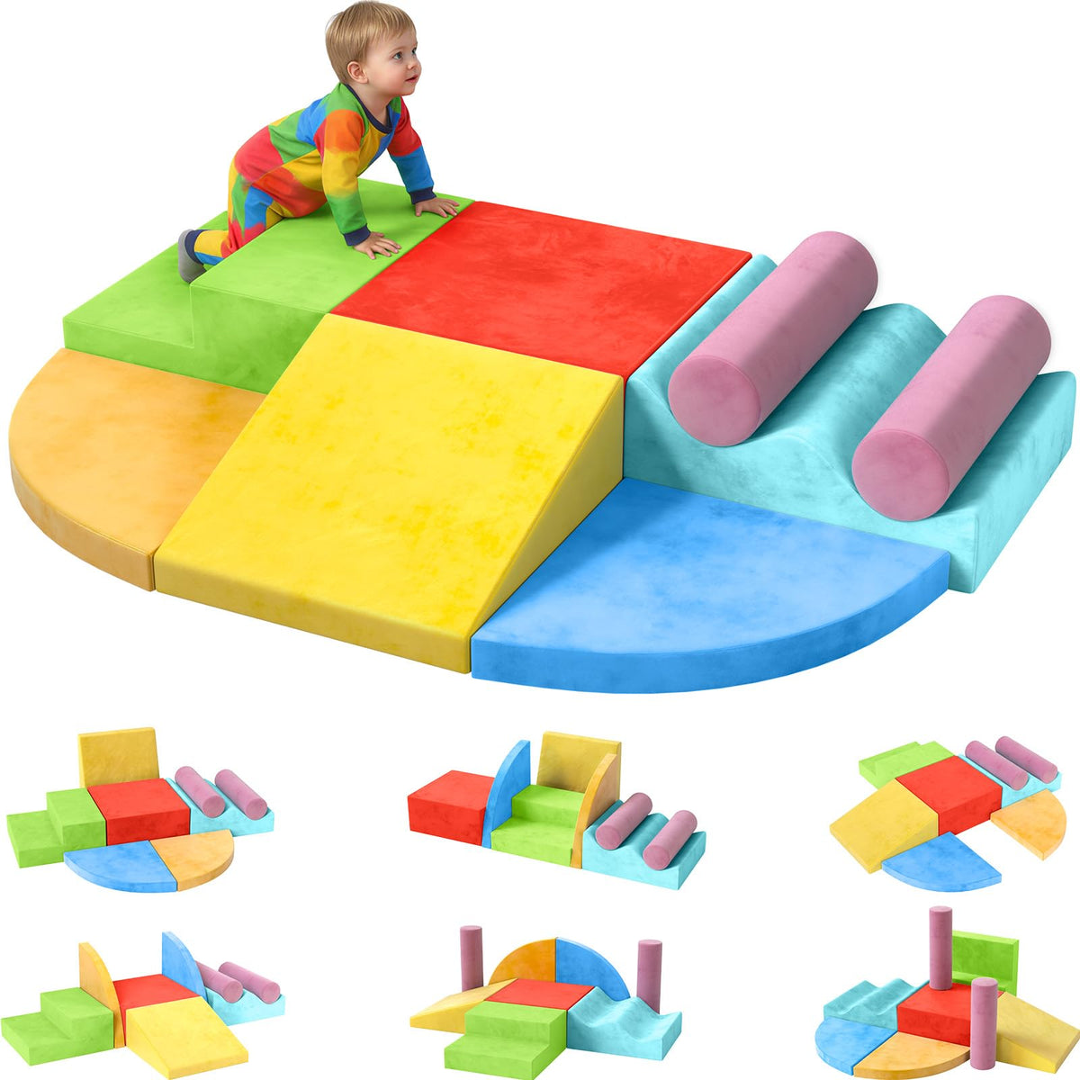 YENING vista frontal del set completo mostrando colores y formas, seguridad
