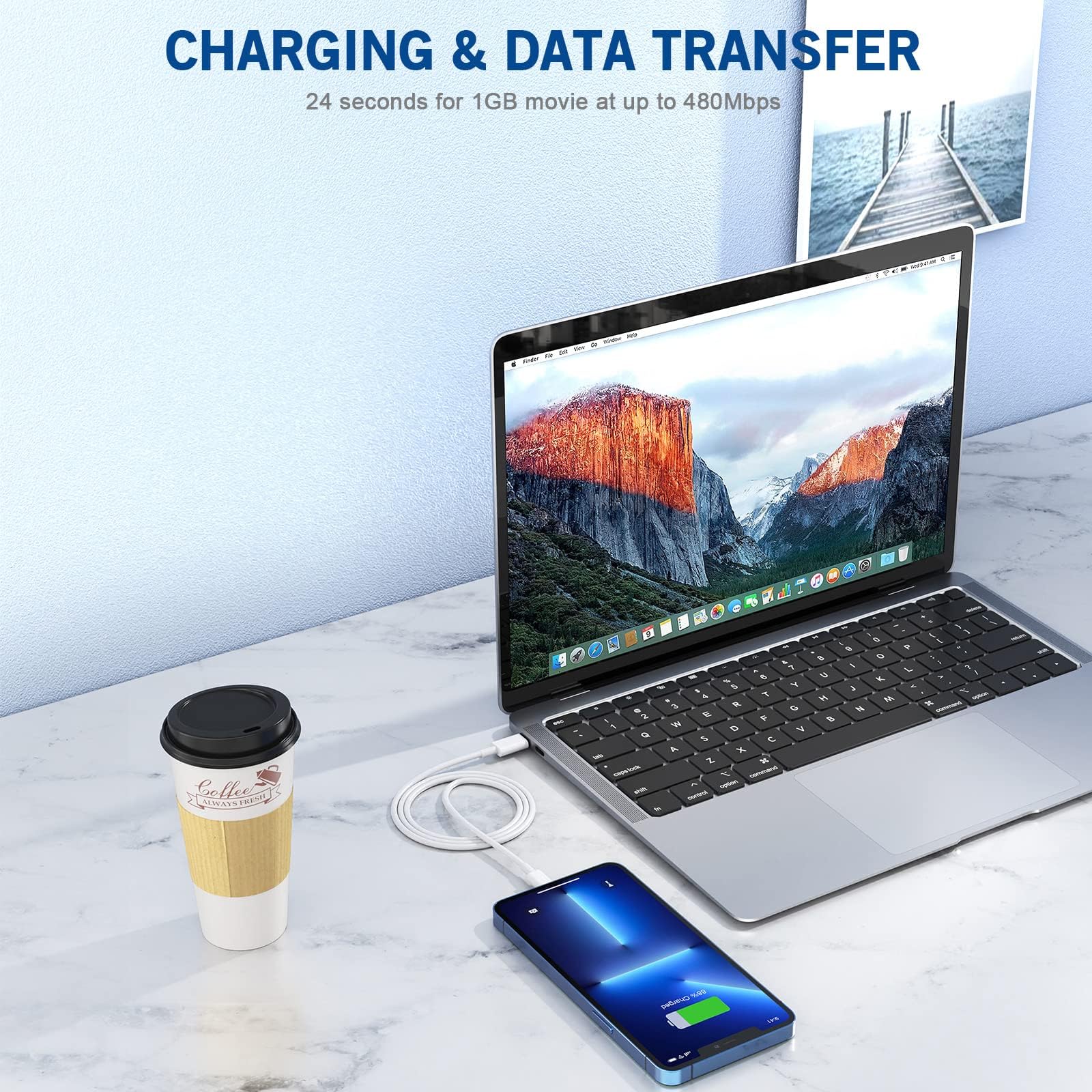 Yeptech cargador en uso con iPhone demostrando recarga rápida y estable