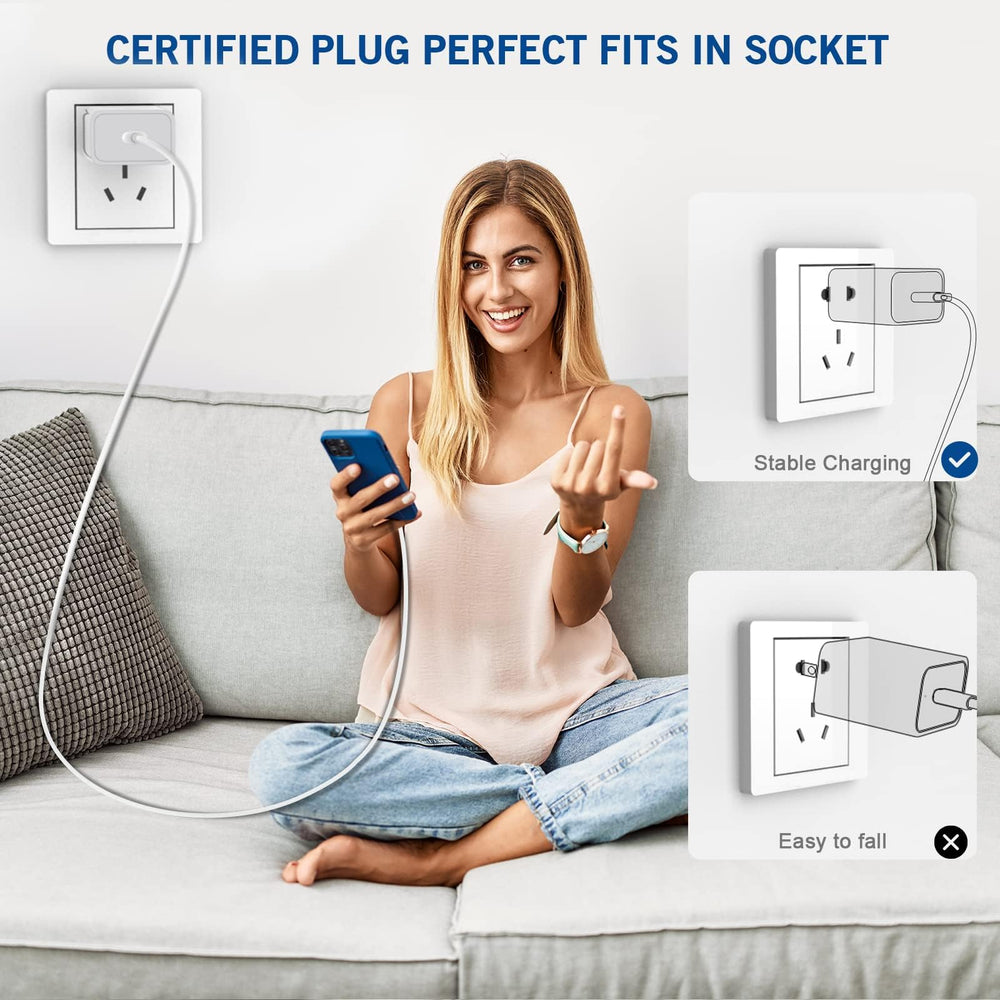 Yeptech paquete abierto con cargador y cable mostrando contenido incluido