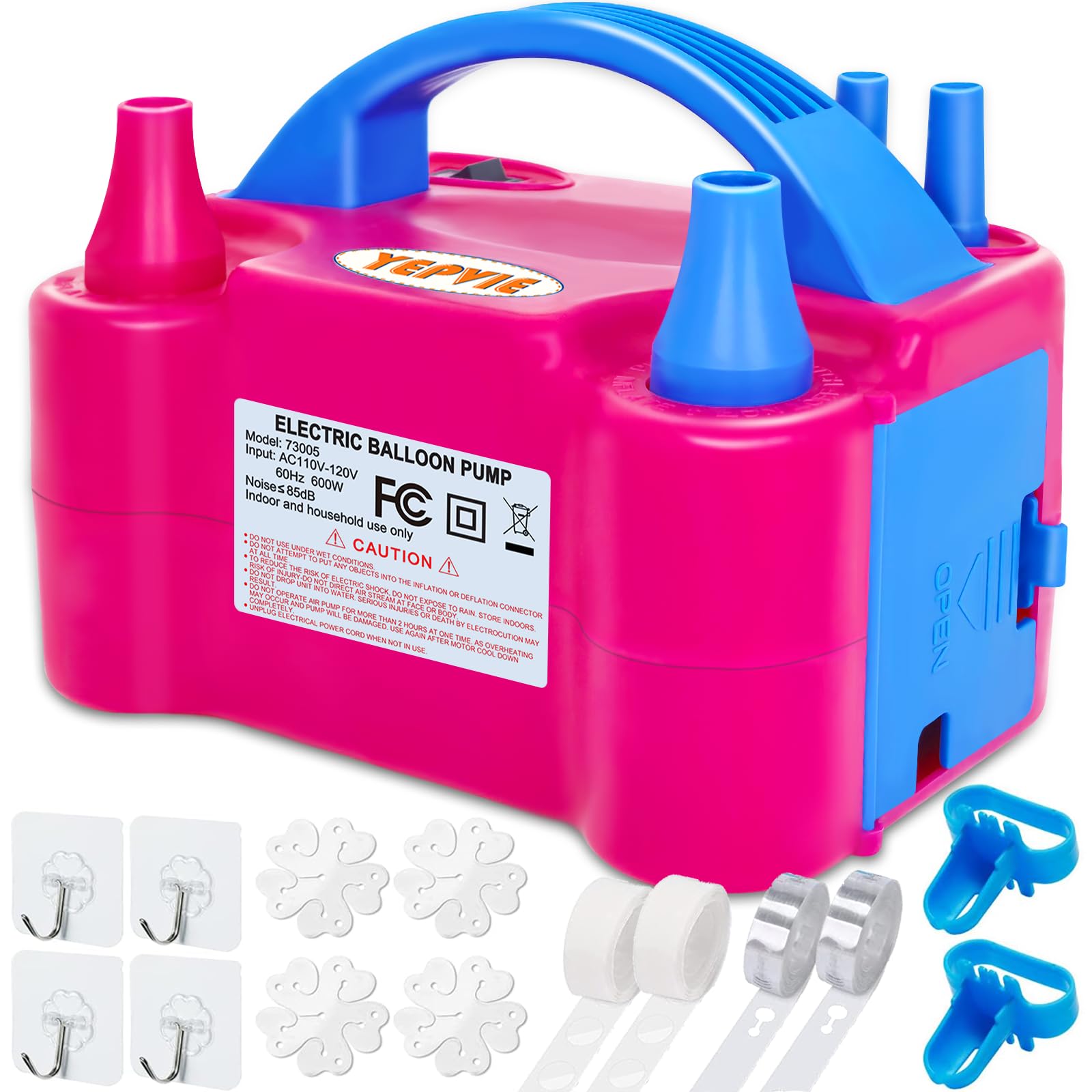 YEPVIE bomba delantera con accesorios mostrando el kit y facilidad de uso