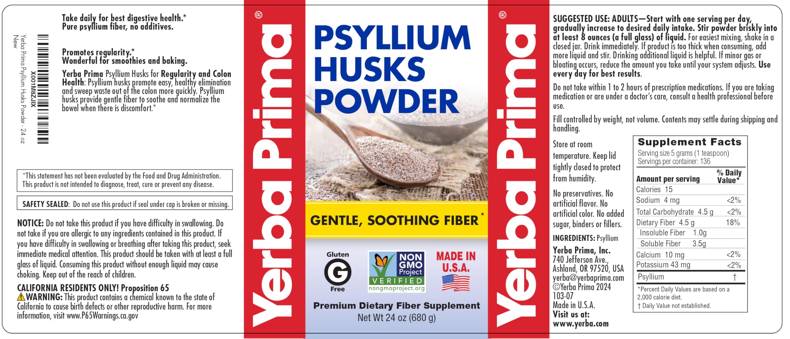 Yerba Prima masa de pan con psyllium incorporado, mejora la estructura de horneado