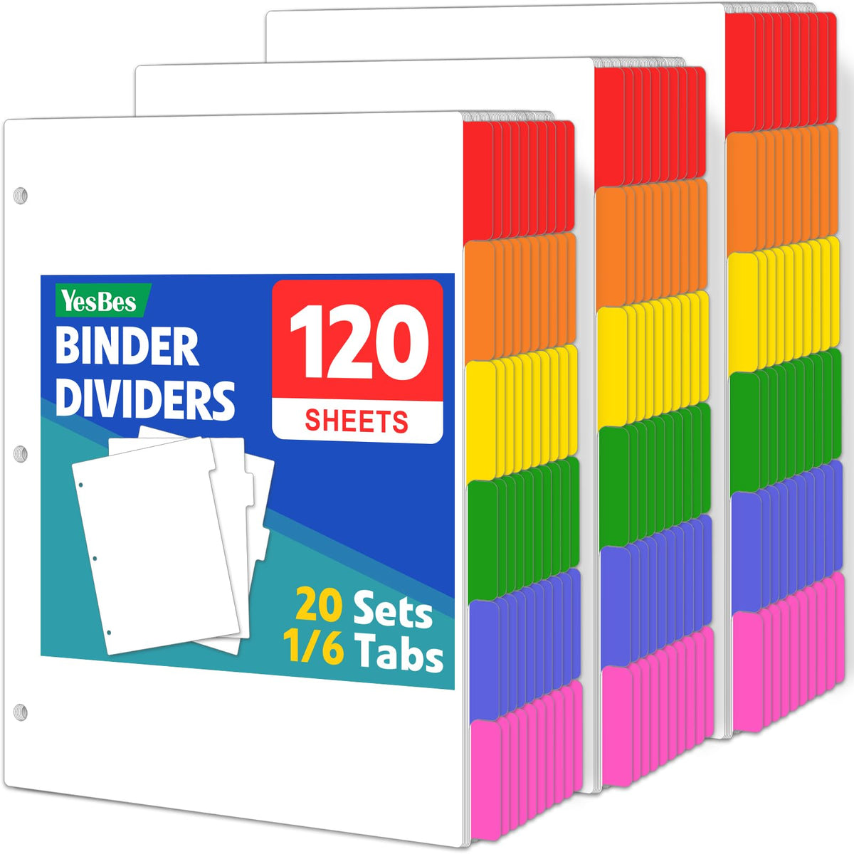 YesBes front packaging showing 120 dividers and colorful tabs for quick sorting