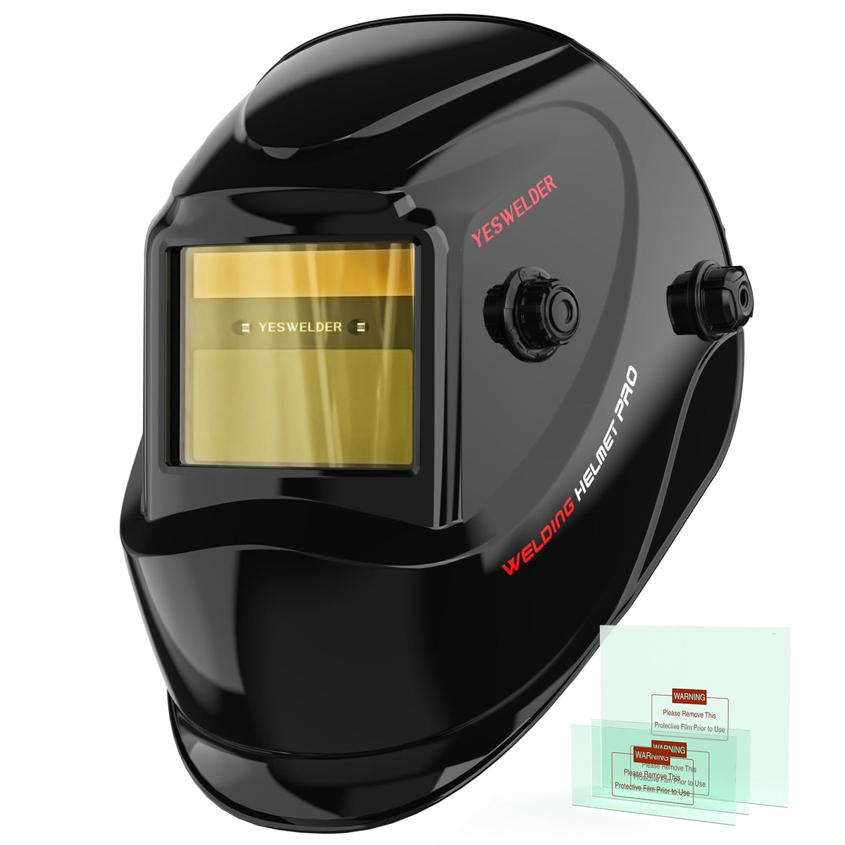 YESWELDER casco frontal mostrando diseño ergonómico y protección