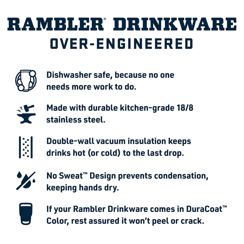 YETI Rambler comparación de tamaño en mano para escala y portabilidad