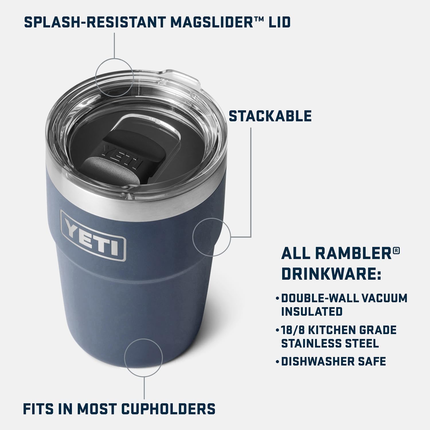 YETI Rambler 16 oz detalle del acero inoxidable que garantiza durabilidad