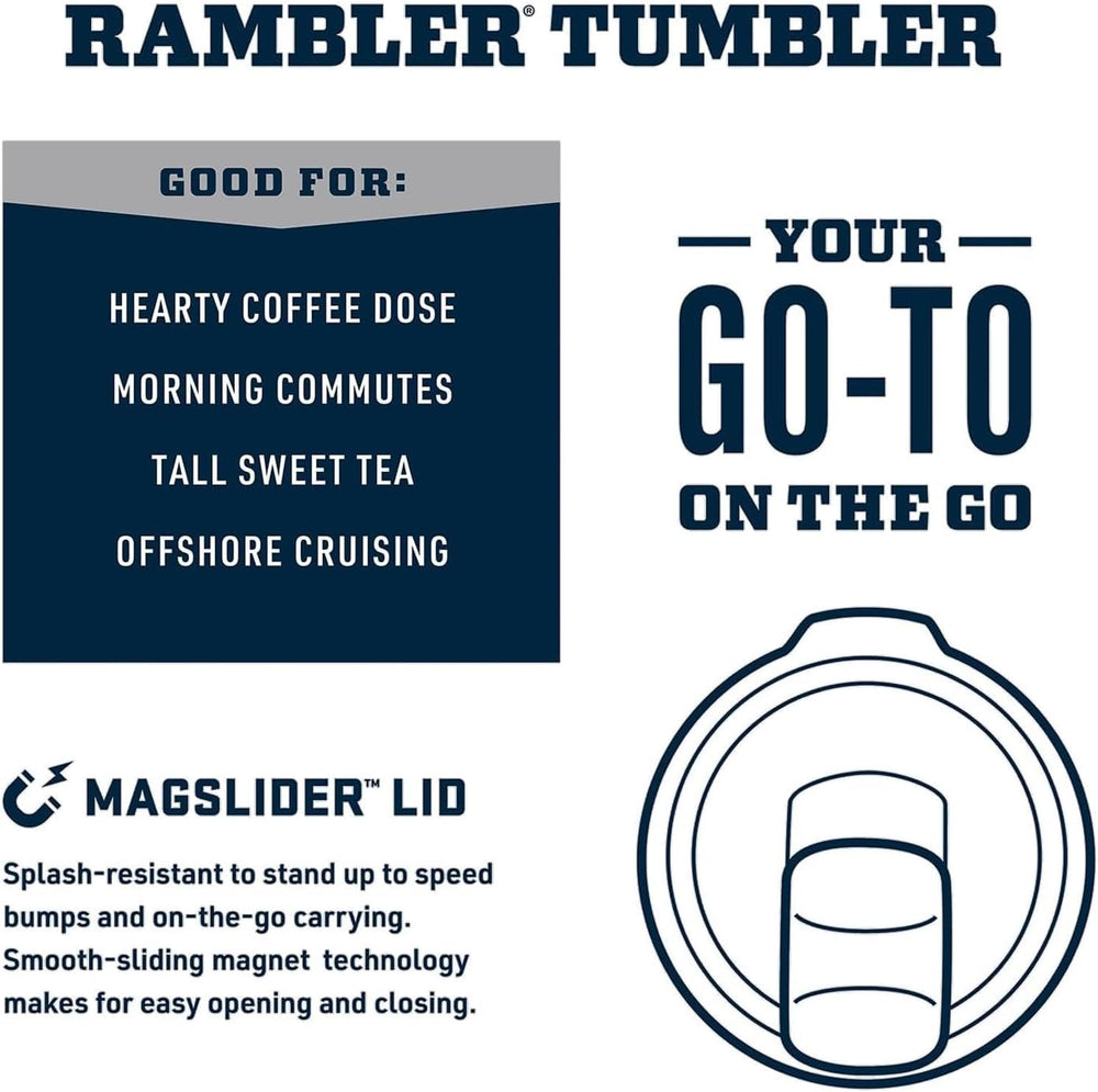 YETI Rambler en mano para comparar escala y comodidad de uso