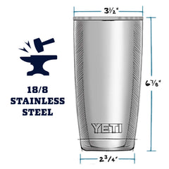 YETI Rambler detalle del recubrimiento Duracoat que protege color