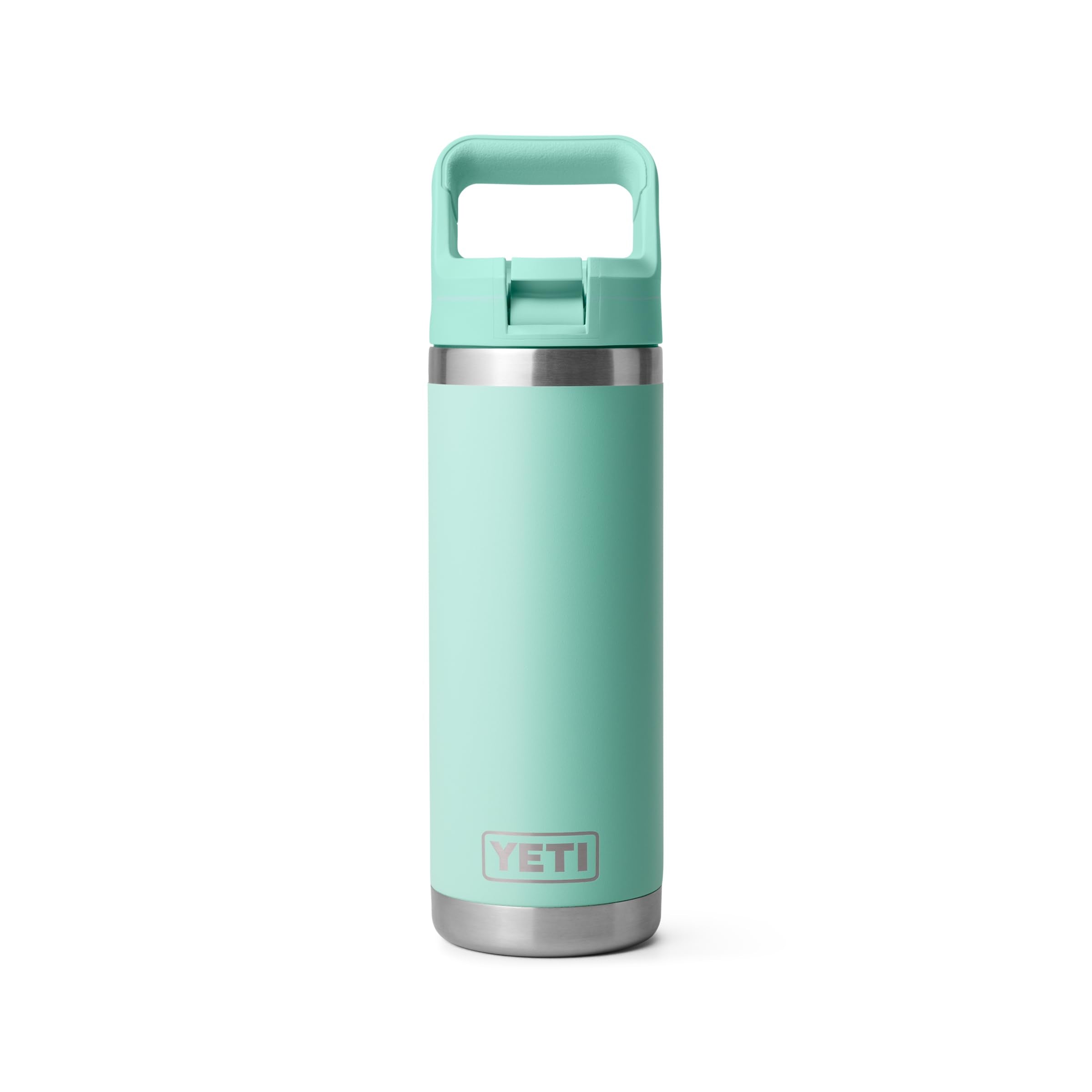 YETI Rambler frontal en color seafoam mostrando diseño y capacidad