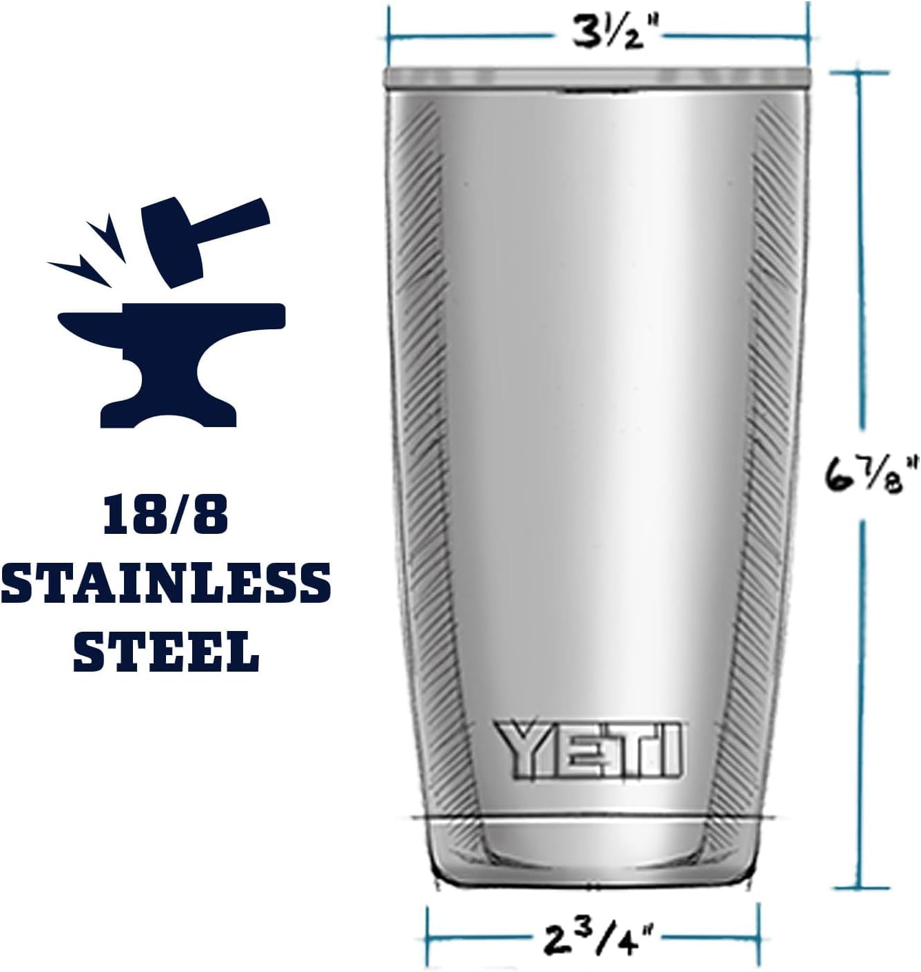 YETI Rambler colocado en portavasos de coche para comprobar compatibilidad
