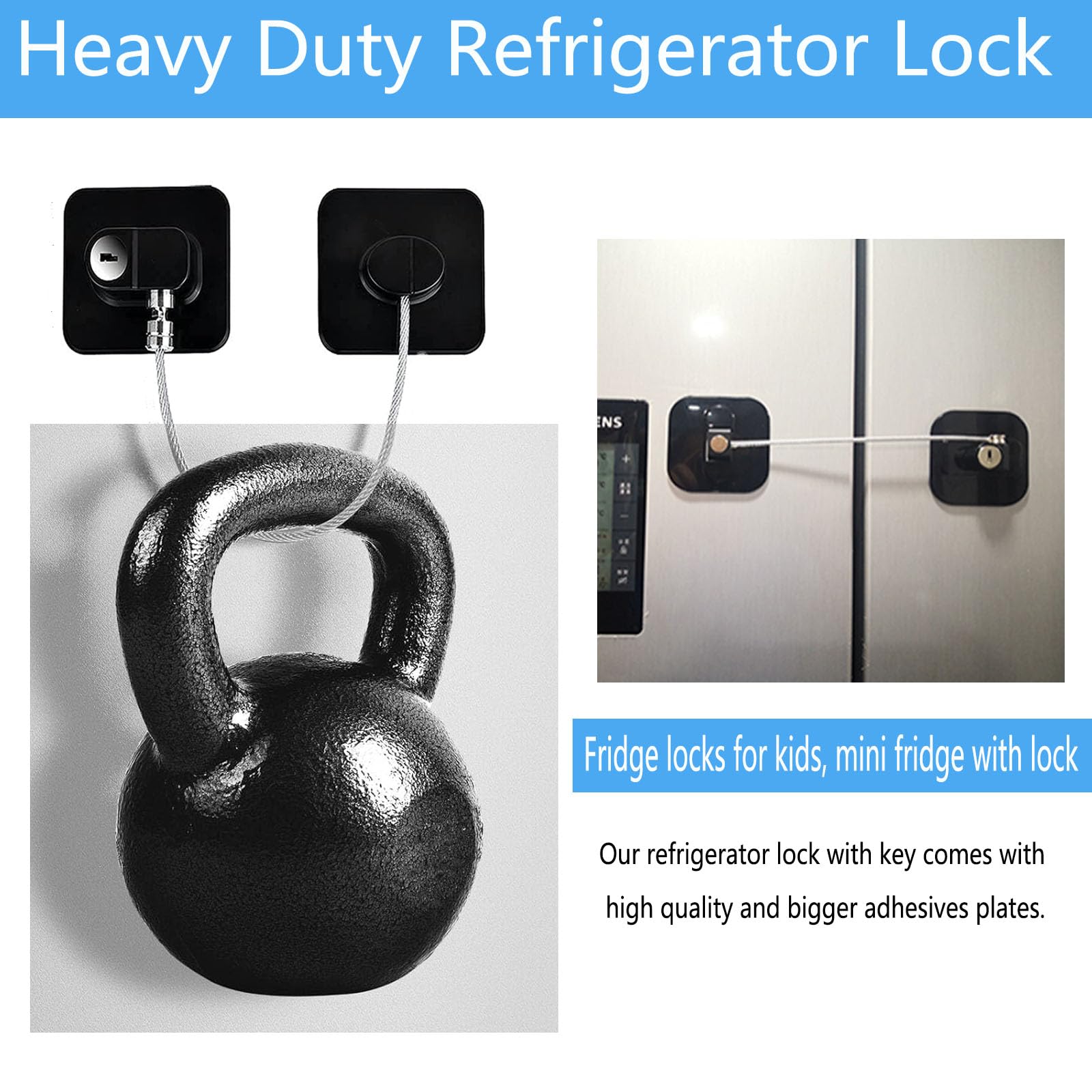YEYA lock installed on refrigerator door demonstrating childproof protection