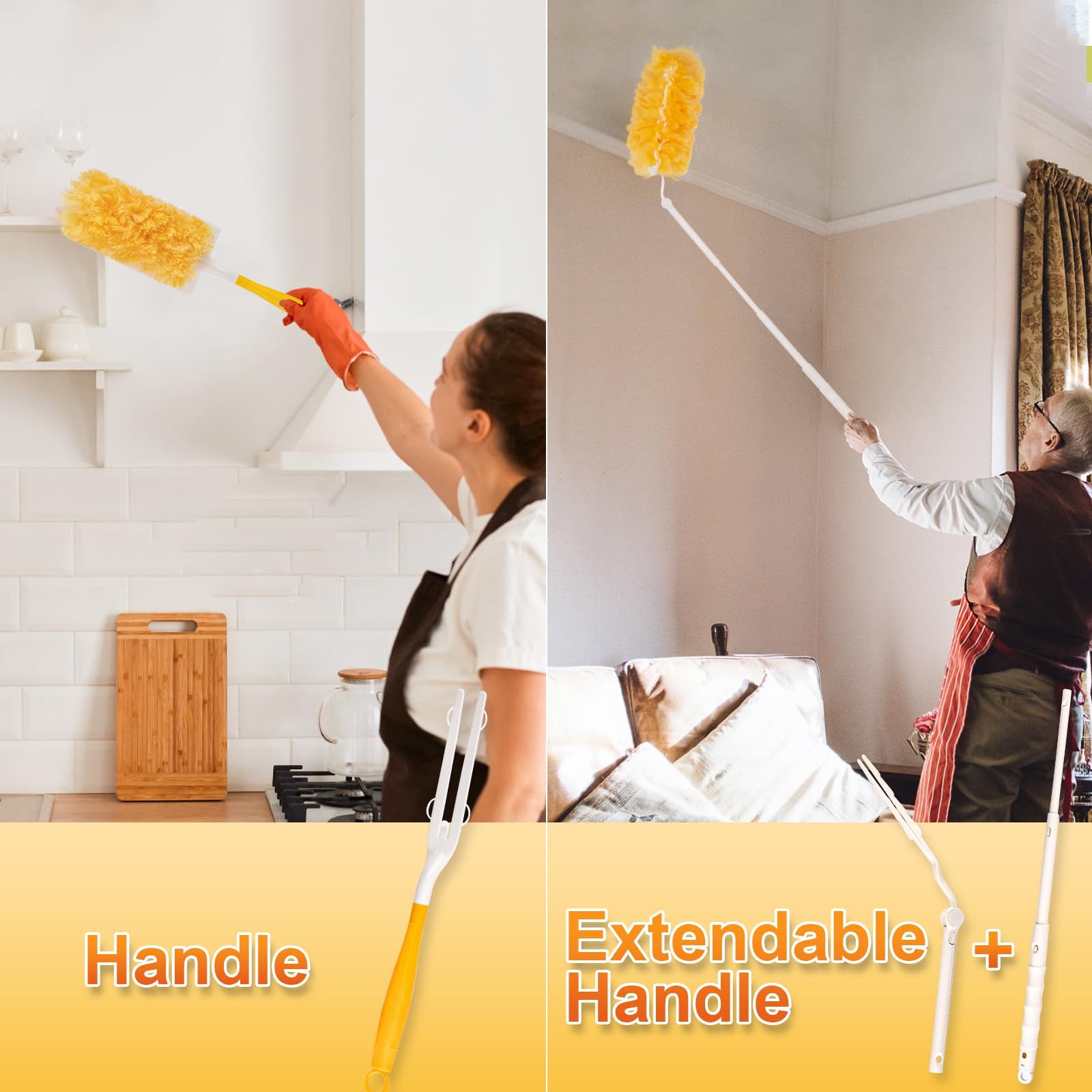 YHOVID mango corto desmontable ideal para interiores de coche y superficies bajas