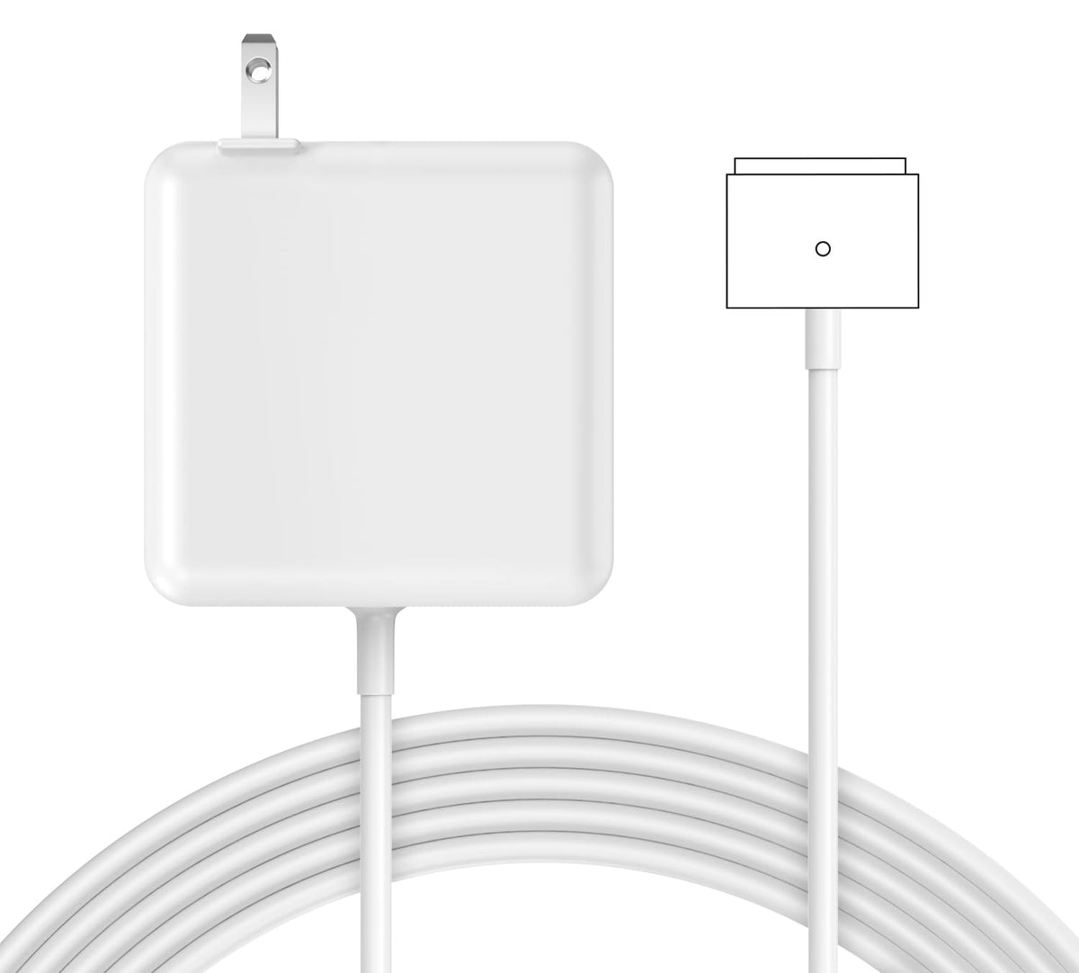 YKEJCLD adaptador 85W frontal mostrando carcasa y conector, seguridad y potencia