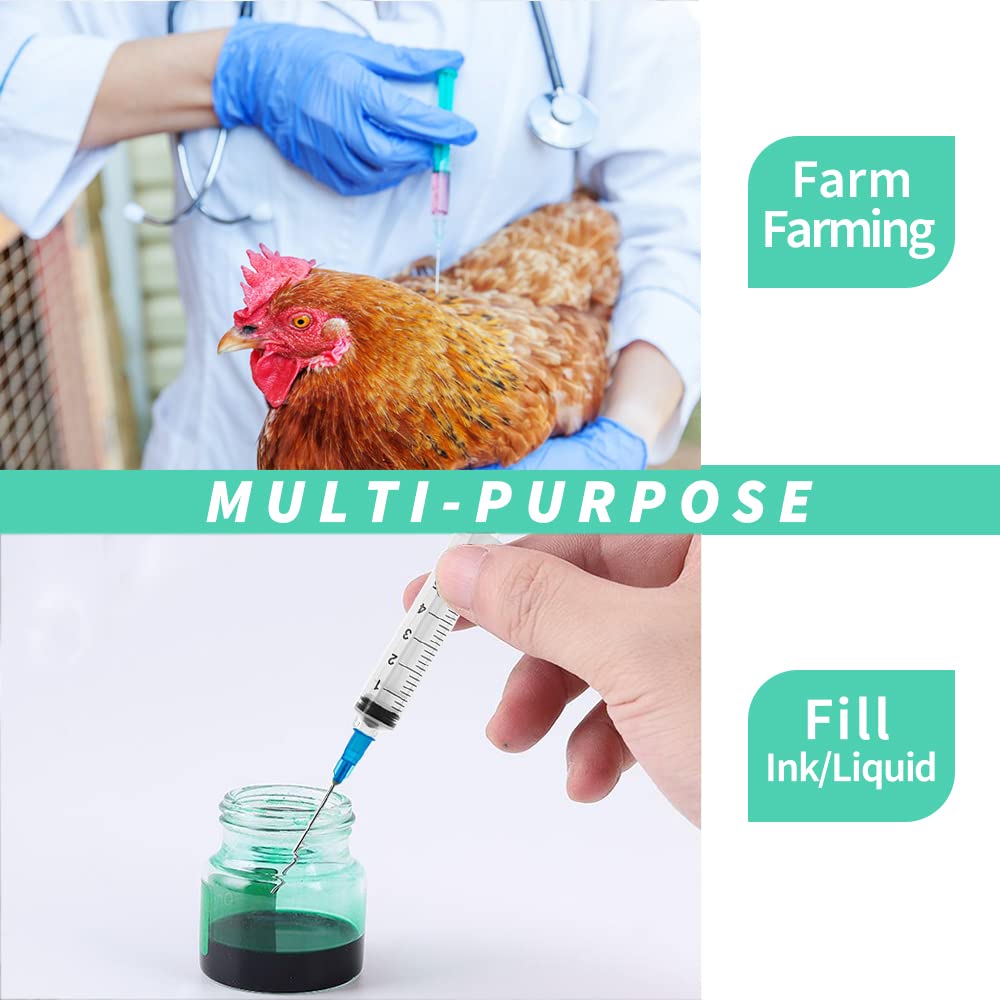 YNCY jeringa junto a regla mostrando tamaño 3 ml y aguja 1.0 pulgada para referencia