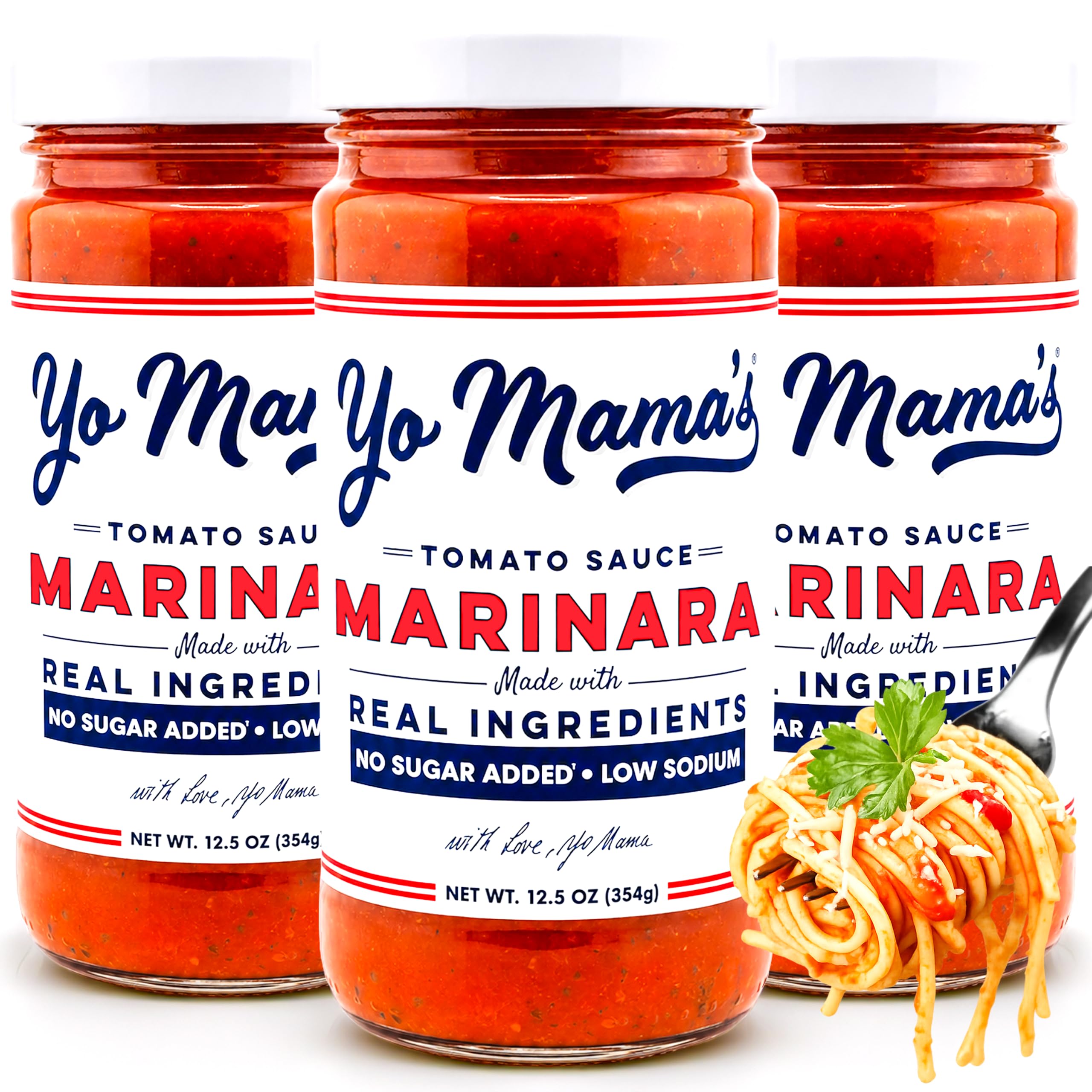 Yo Mama’s Foods frasco frontal con etiqueta clara y sabor auténtico