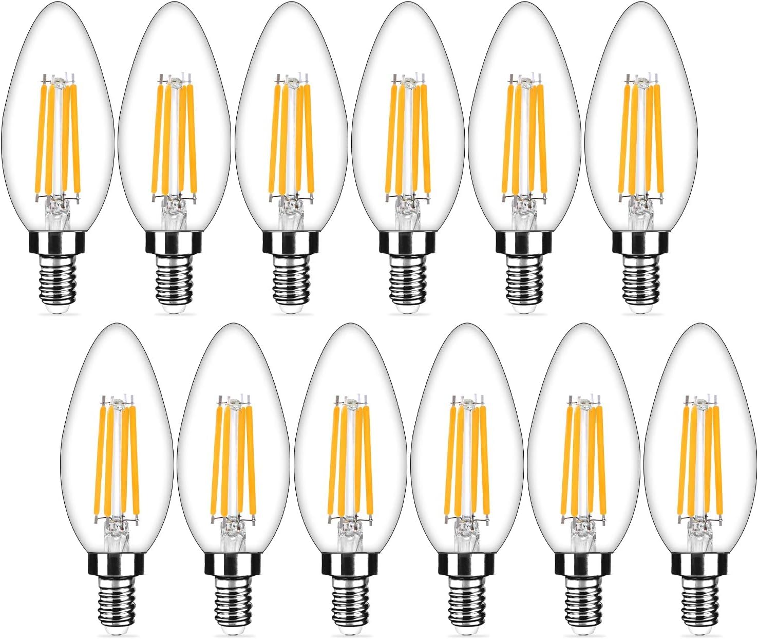 Yochoice paquete frontal de 12 bombillas E12 mostrando ahorro energético