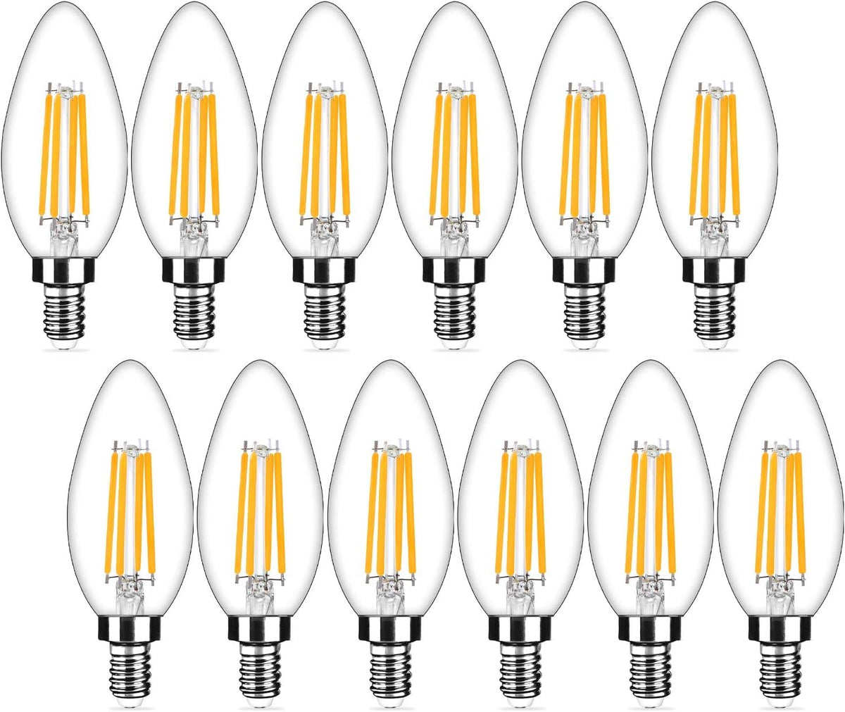 Yochoice paquete frontal de 12 bombillas E12 mostrando ahorro energético