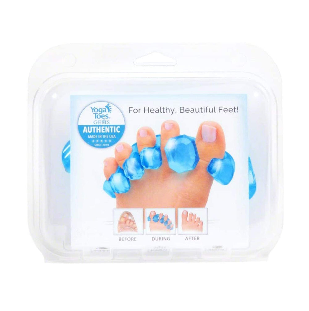 YogaToes GEMS par sobre fondo blanco resaltando color Sapphire Blue