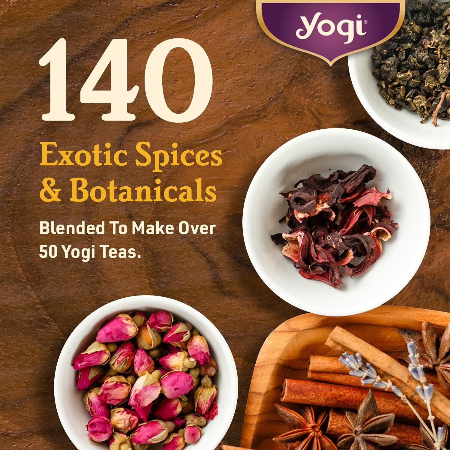 Yogi taza de té en ambiente de desayuno para sugerir consumo cotidiano relajante