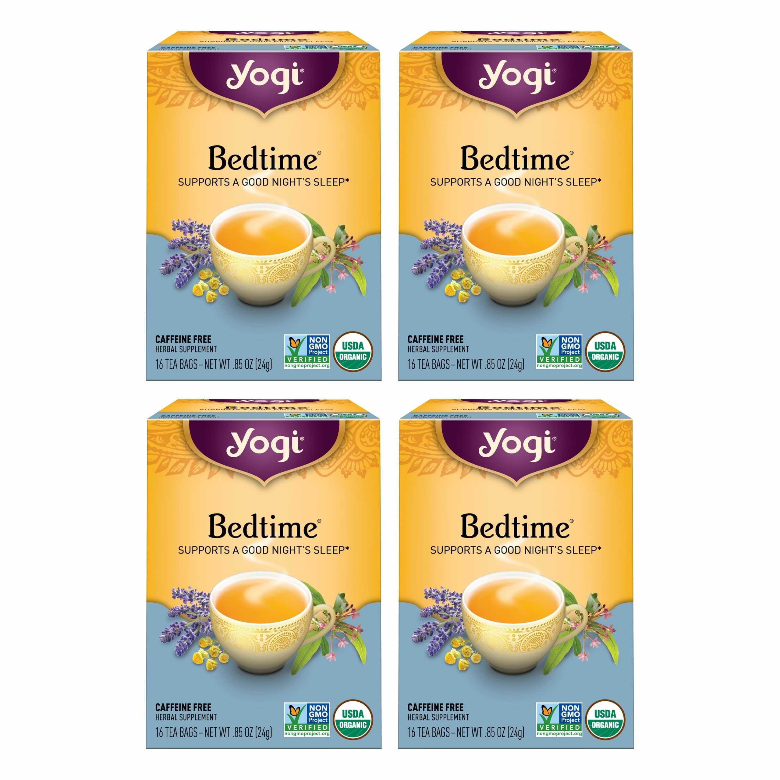 Yogi Bedtime caja frontal mostrando diseño y cantidad, aspecto tranquilizador